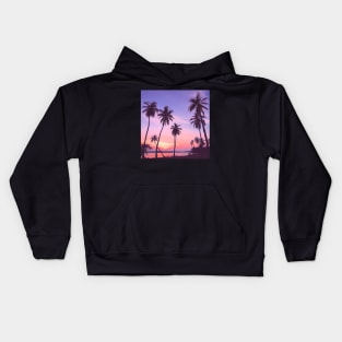 Palm Trees Ocean Sunset Silhouette Kids Hoodie